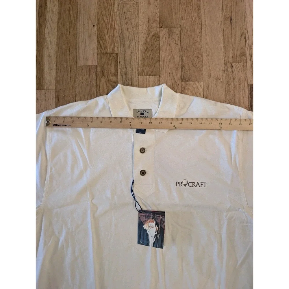 Cutter & Buck Polo Embroidered Logo Golf Polo Shirt Men's M Cream 100% Cotton